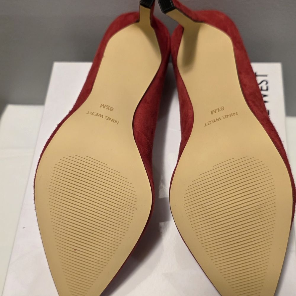 BRAND NEW Nine West Red Suede Tatiana Stiletto Heels - Picture 7 of 7